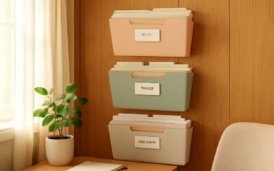 Chic Organization Tips with hanging file storage boxes decorative for a stylish desk