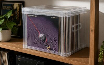 Store your vinyl records in plastic storage boxes for vinyl records to prevent damage.